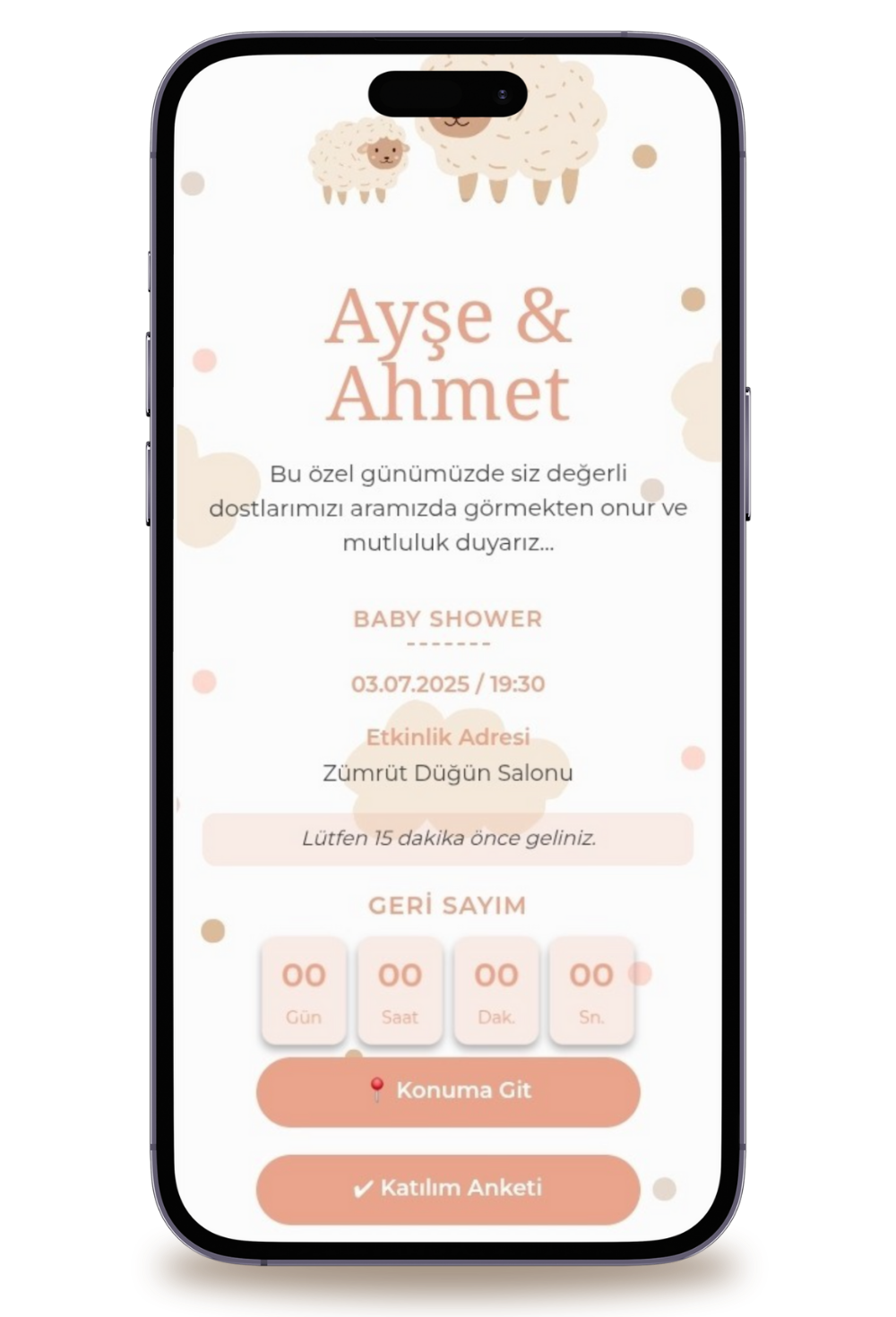 Lamp Dijital Baby Shower Davetiyesi + Karşılama Posteri Hediyeli