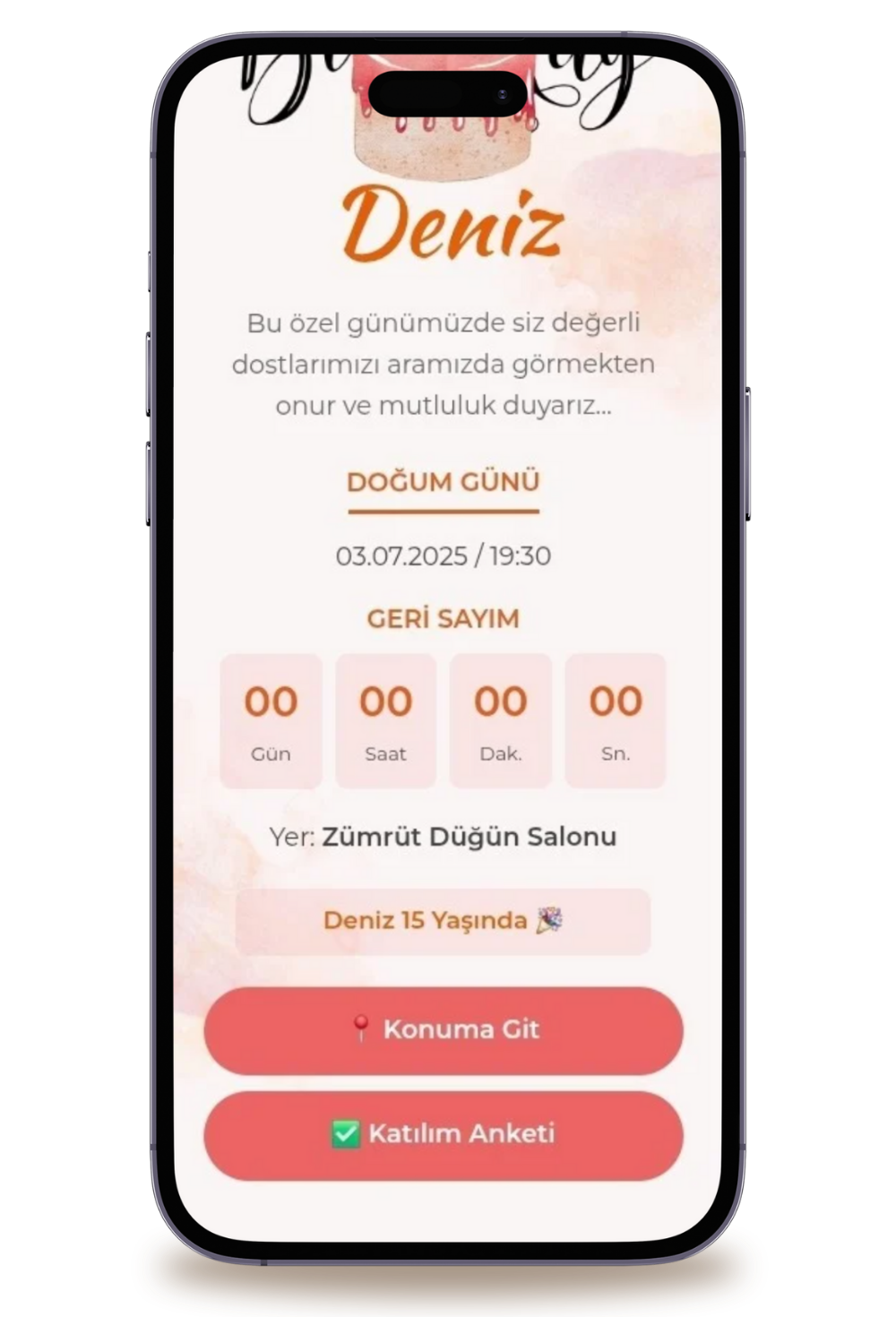 Ping Dijital Doğum Günü Davetiyesi + Karşılama Posteri Hediyeli