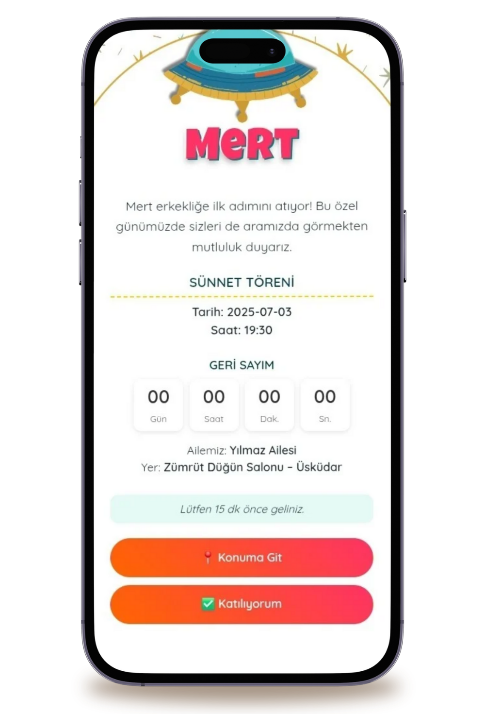 Ufo Dijital Sünnet Davetiyesi + Karşılama Posteri Hediyeli