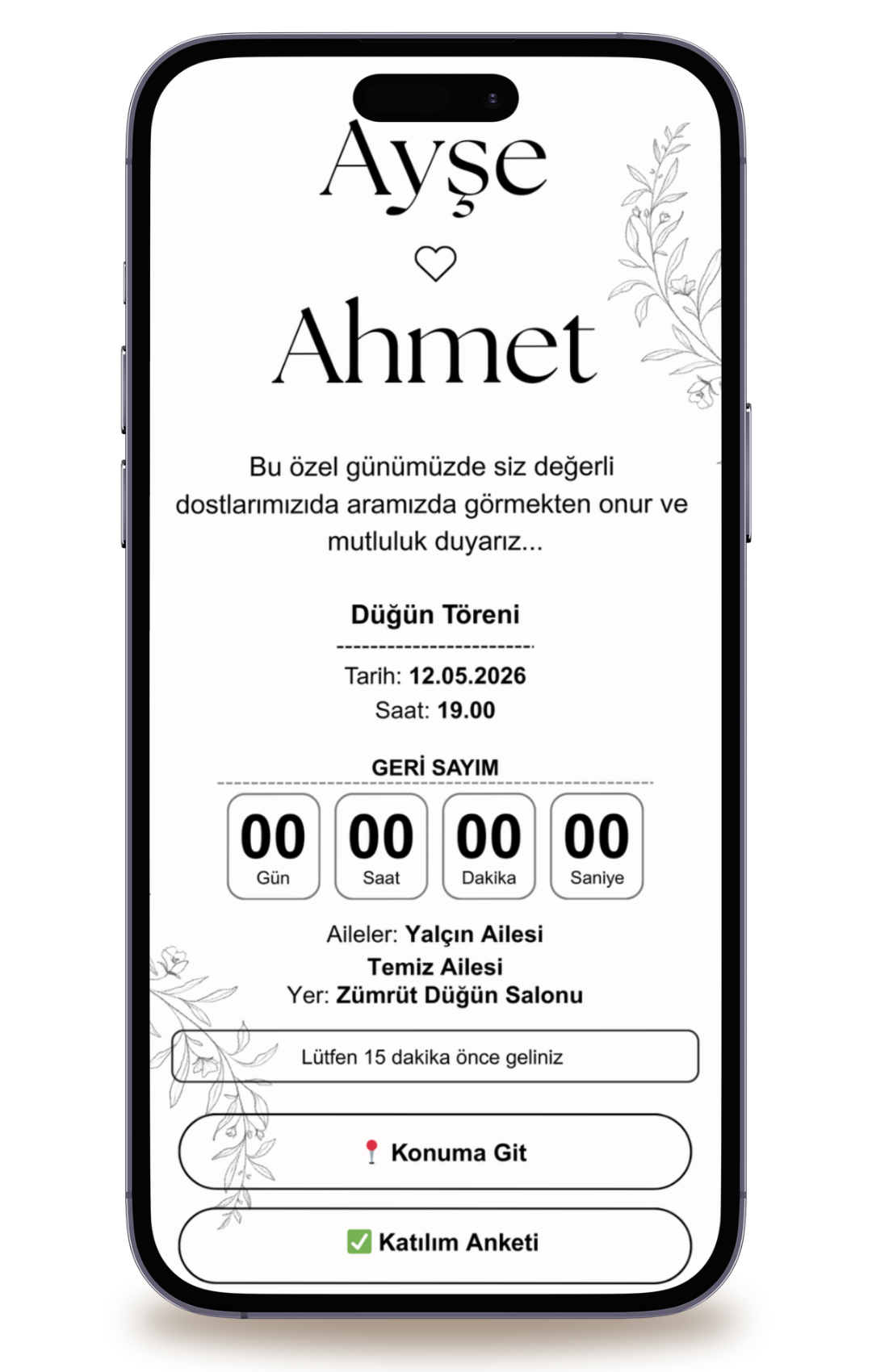 Sedef Dijital Davetiye +Karşılama Posteri Hediyeli