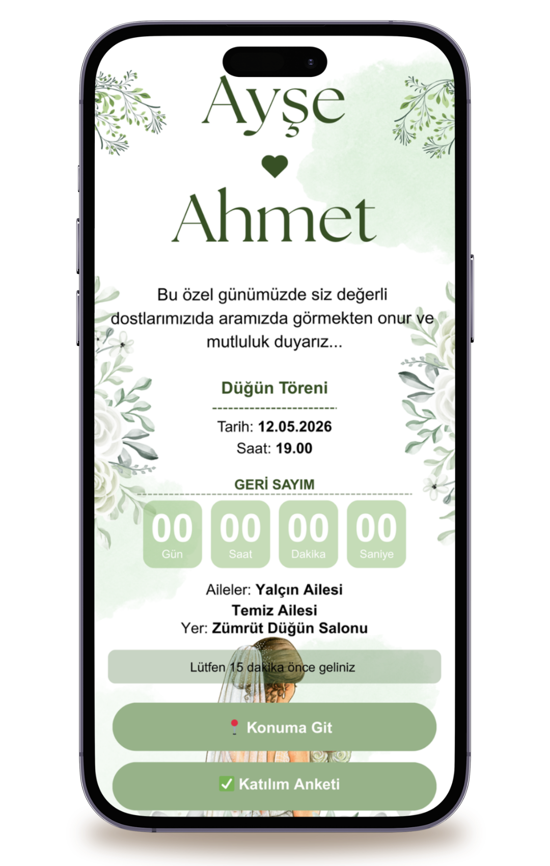 Pastel ll Dijital Davetiye + Karşılama Posteri Hediyeli