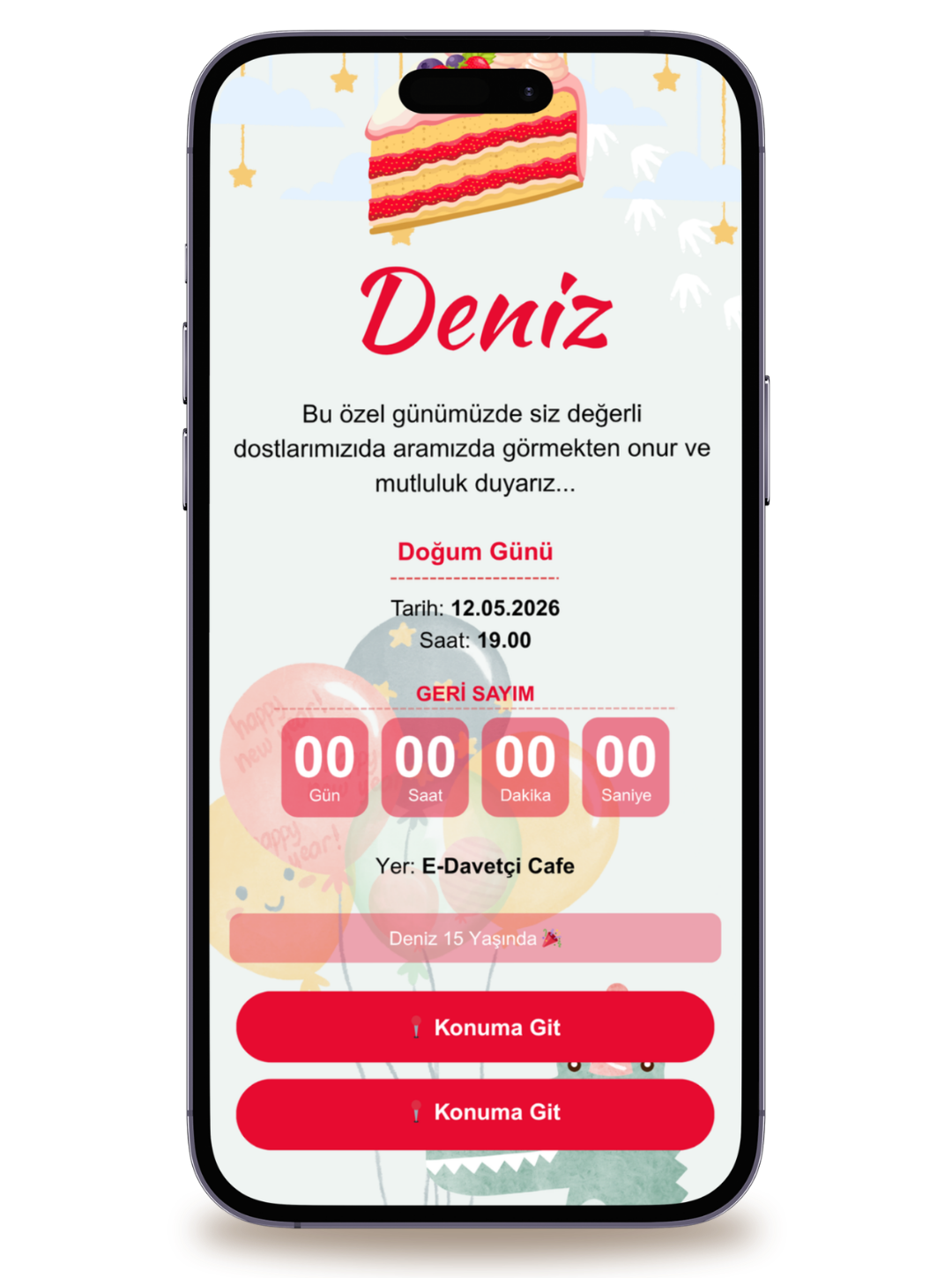 Cake Dijital Doğum Günü Davetiyesi