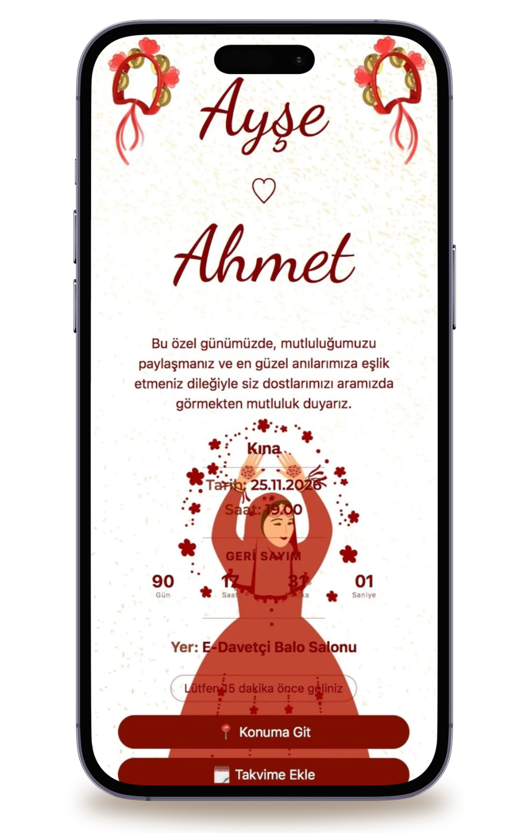 Mihra Dijital Kına Davetiyesi