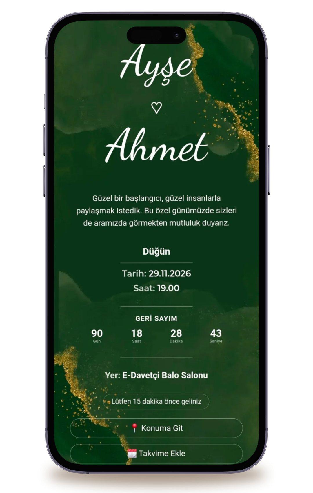 Huzur - Sade ve Zarif Dijital Davetiye