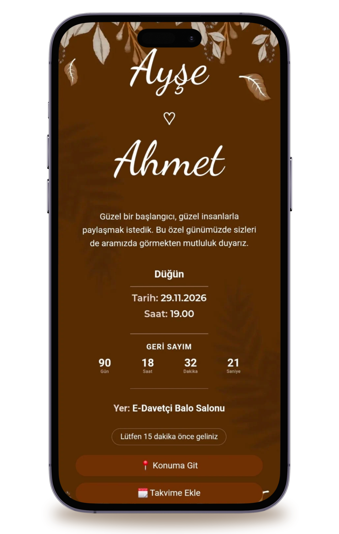 Hikâye - Romantik Dijital Davetiye