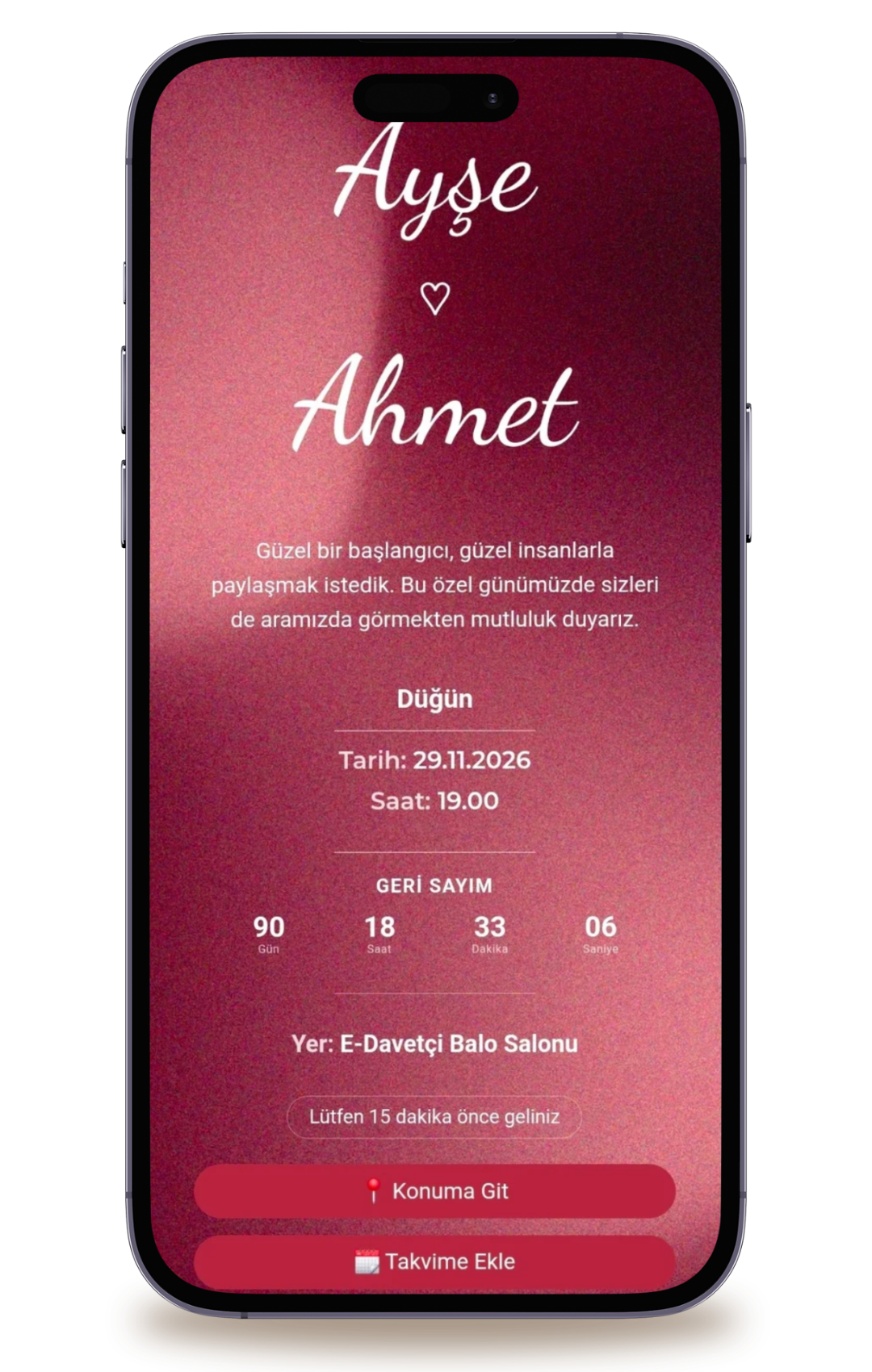İnci - Zarif Dijital Davetiye
