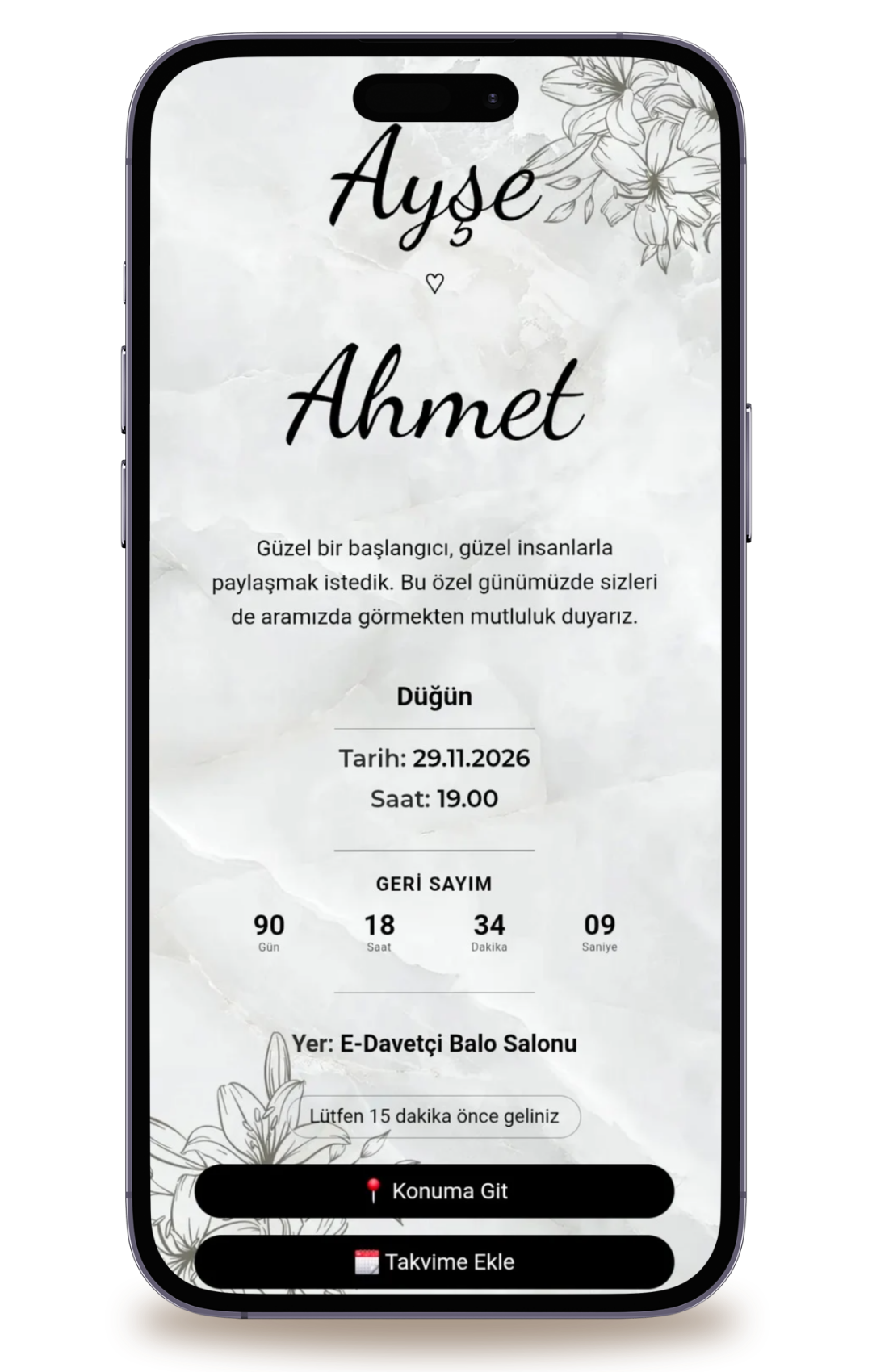 Vuslat - Klasik Dijital Düğün Davetiyesi